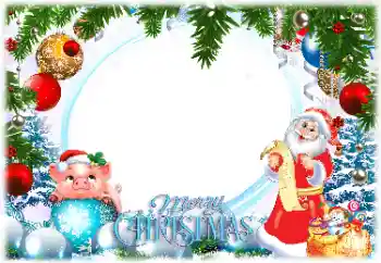 Opschrift op de lijst: Vrolijke Kerstdagen!