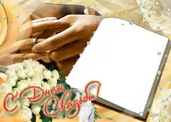 Foto effect van de categorie Huwelijksfotolijsten № 158. Opschrift op de lijst: С днем свадьбы.