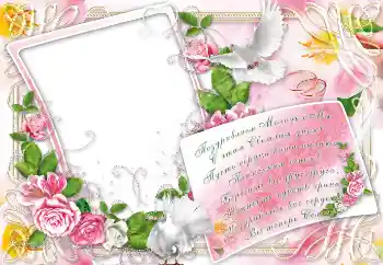 Foto effect van de categorie Huwelijksfotolijsten № 8707. Opschrift op de lijst: Поздравляем Молодых Мы...